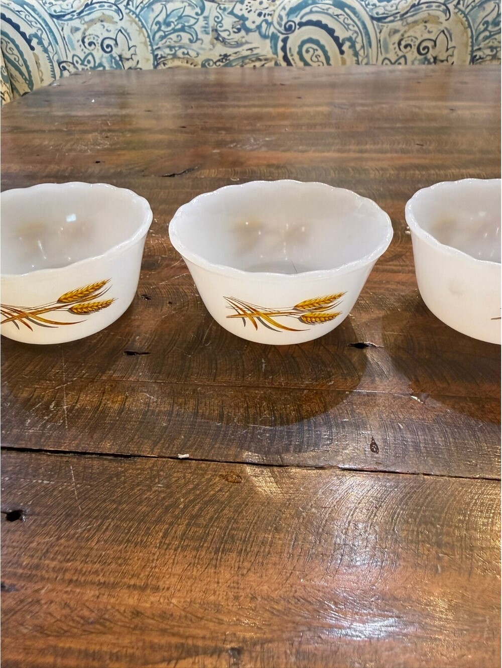 Fire King Golden Wheat Milk Glass Custard Cups Set of 3